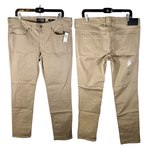 RUDE Hot Topic NWT Men's 36x32 Skinny Fit Khaki Chino Pants Stretch Preppy Teen - Picture 3 of 11